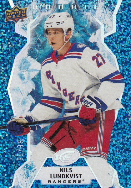 insert RC karta NILS LUNDKVIST 21-22 UD Ice Rookie Royal Blue /99