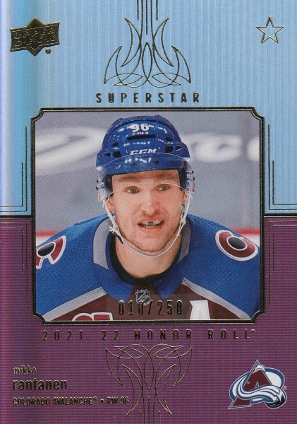 insert karta NATHAN MacKINNON 21-22 UD Ser. 1 Honor Roll Superstar Rainbow /250