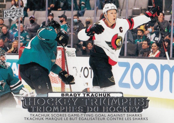 insert karta BRADY TKACHUK 22-23 Tim Hortons Hockey Triumphs číslo HT-7