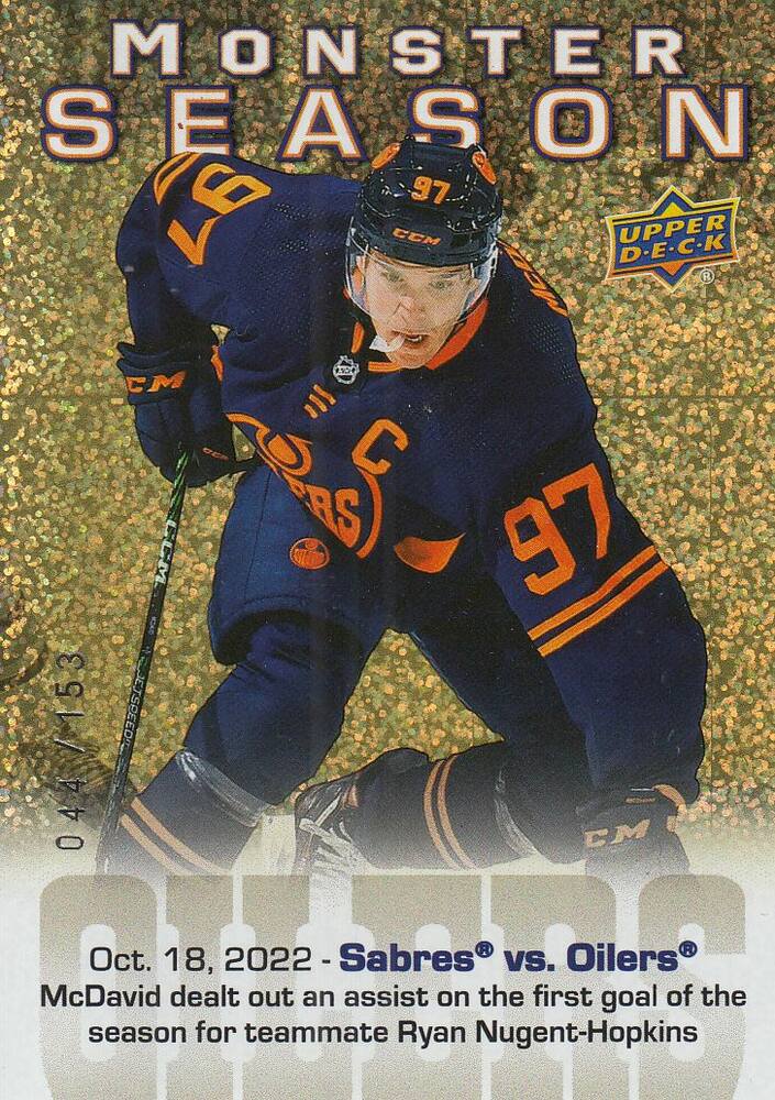 insert karta CONNOR McDAVID 23-24 UD Ser. 2 Monster Season Gold /153