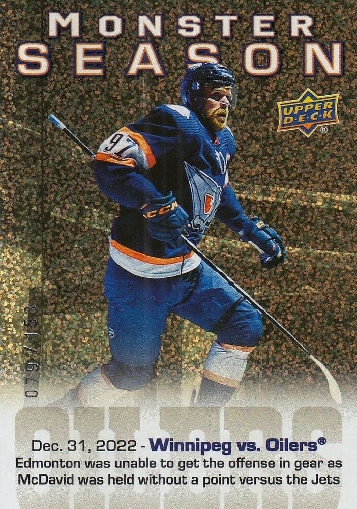 insert karta CONNOR McDAVID 23-24 UD Ser. 2 Monster Season Gold /153