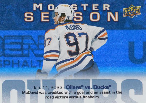 insert karta CONNOR McDAVID 23-24 UD Ser. 2 Monster Season číslo MS-43