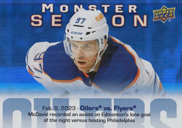 insert karta CONNOR McDAVID 23-24 UD Ser. 2 Monster Season číslo MS-52