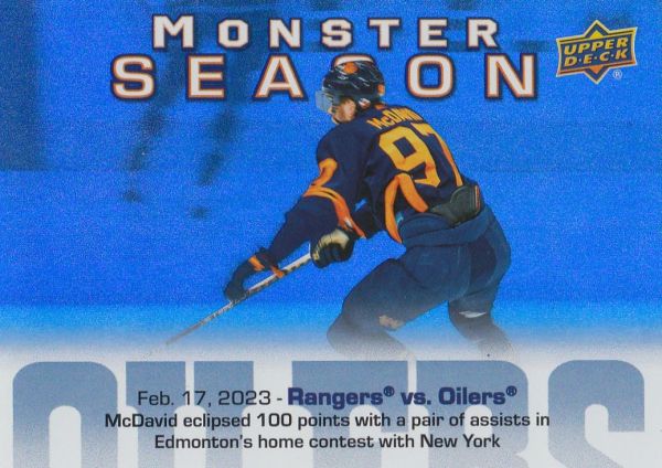 insert karta CONNOR McDAVID 23-24 UD Ser. 2 Monster Season číslo MS-56