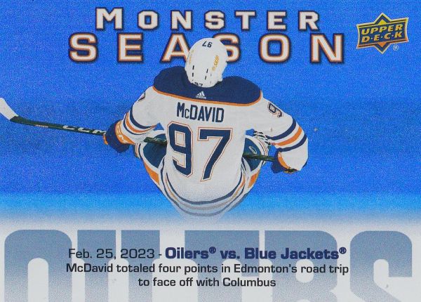 insert karta CONNOR McDAVID 23-24 UD Ser. 2 Monster Season číslo MS-60