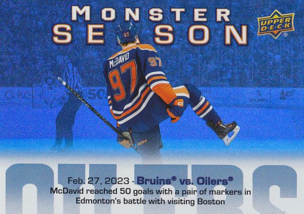 insert karta CONNOR McDAVID 23-24 UD Ser. 2 Monster Season číslo MS-61