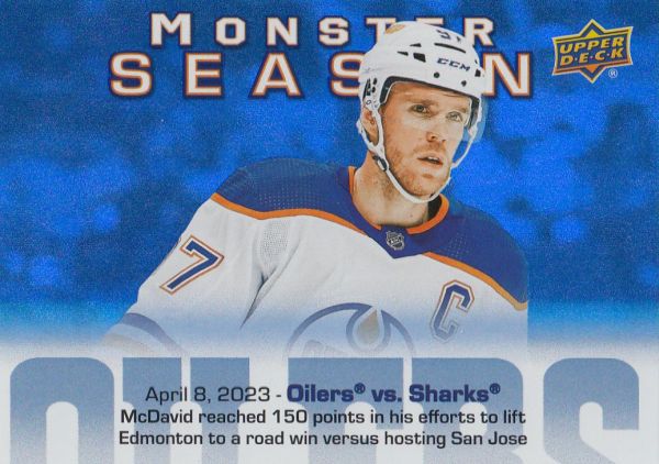 insert karta CONNOR McDAVID 23-24 UD Ser. 2 Monster Season číslo MS-80