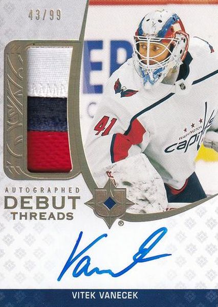 AUTO RC patch karta VÍTEK VANĚČEK 20-21 UD Ultimate Autographed Debut Threads /99