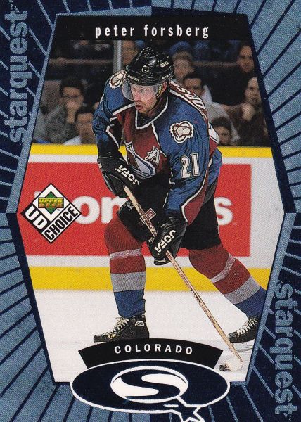 insert karta PETER FORSBERG 98-99 UD Choice Starquest Blue číslo SQ20