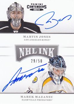 AUTO RC karta JONES/MAZANEC 13-14 Contenders NHL Ink /50