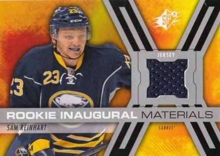 jersey RC karta SAM REINHART 14-15 SPx Rookie Inaugural Materials číslo RPM-SR