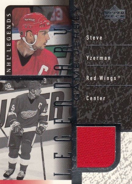jersey karta STEVE YZERMAN 00-01 NHL Legends Legendary Game Jersey číslo J-SY