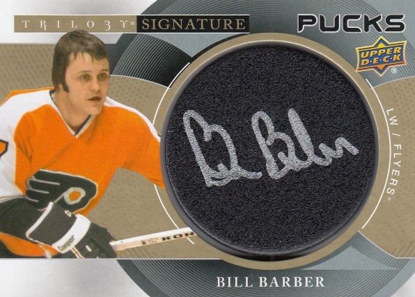 AUTO karta BILL BARBER 18-19 Trilogy Signature Pucks číslo SP-BB