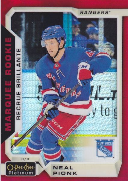 insert RC karta NEAL PIONK 18-19 OPC Platinum Marquee Rookie Red Prism /199