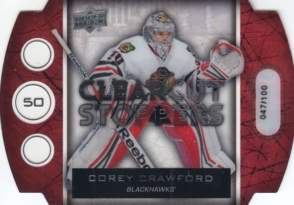 insert karta COREY CRAWFORD 13-14 UD Ser. 1 Clear Cut Stoppers /100