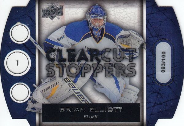 insert karta BRIAN ELLIOTT 13-14 UD Ser. 1 Clear Cut Stoppers /100