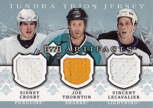 jersey karta CROSBY/THORNTON/LECAVALIER 07-08 Artifacts Tundra Trios Jersey /75