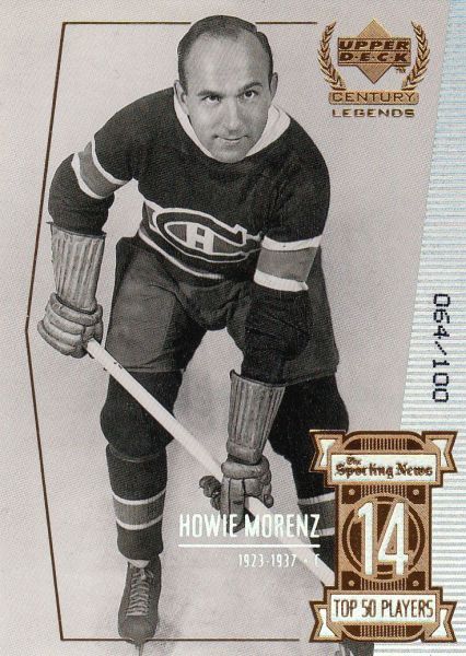 paralel karta HOWIE MORENZ 99-00 UD Century Legends Century Collection /100