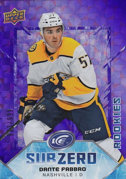 insert RC karta DANTE FABBRO 19-20 UD Ice Sub Zero Rookies /999