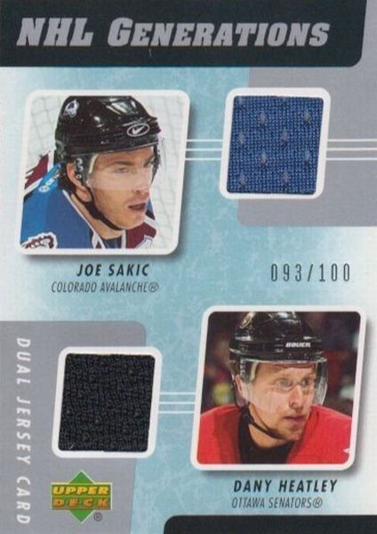 jersey karta SAKIC/HEATLEY 06-07 UD Ser. 1 NHL Generations /100