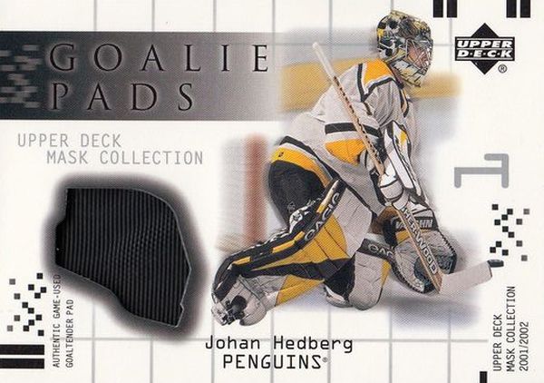 pad karta JOHAN HEDBERG 01-02 UD Mask Collection Goalie Pads číslo GP-JH