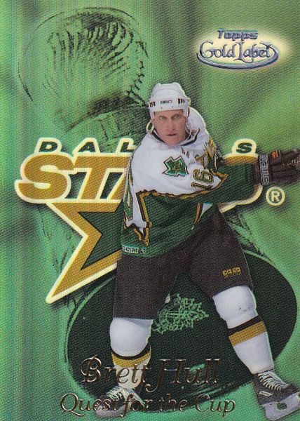 insert karta BRETT HULL 99-00 Topps Gold Label Quest for the Cup Black číslo QC9