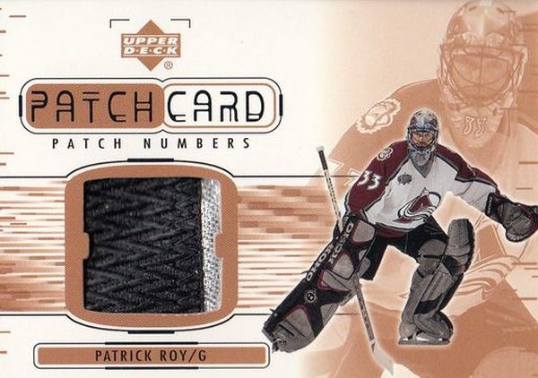 patch karta PATRICK ROY 01-02 UD Patch Card číslo PN-PR