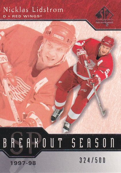 insert karta NICKLAS LIDSTROM 03-04 SP Authentic Breakout Season /500