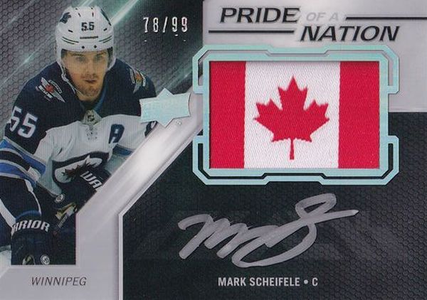 AUTO patch karta MARK SCHEIFELE 19-20 UD Black Pride of a Nation /99