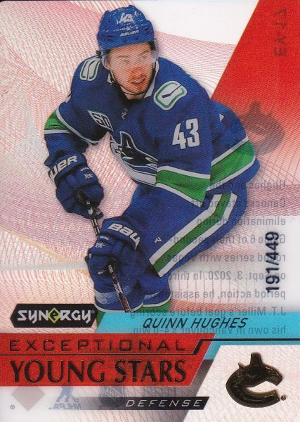 insert karta QUINN HUGHES 20-21 Synergy Exceptional Young Stars Gold /449