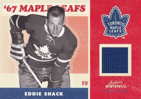 jersey karta EDDIE SHACK 2007 Maple Leafs 1967 Commerative Jersey číslo J-ES