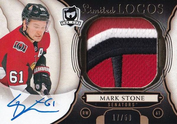 AUTO patch karta MARK STONE 18-19 UD The CUP Limited Logos /50