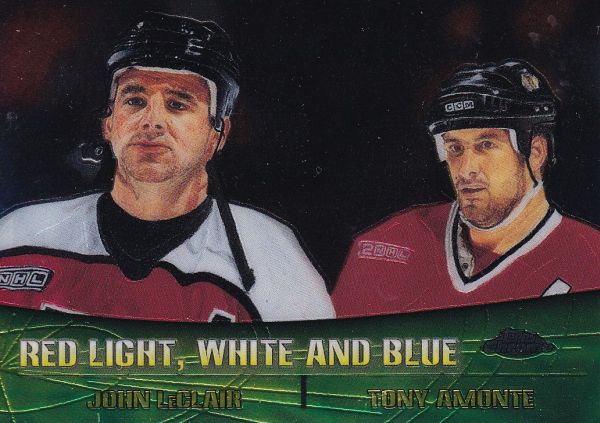 insert karta LeCLAIR/AMONTE 01-02 Topps Chrome Combos Red Light, White and Blue