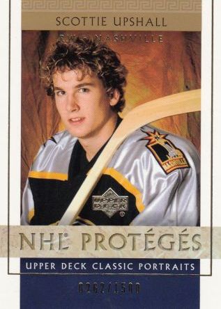 insert RC karta SCOTTIE UPSHALL 02-03 UD Classic Portraits NHL Protégés /1500
