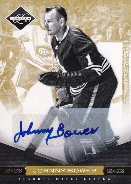 AUTO karta JOHNNY BOWER 11-12 Limited Monikers Gold Autographs /25