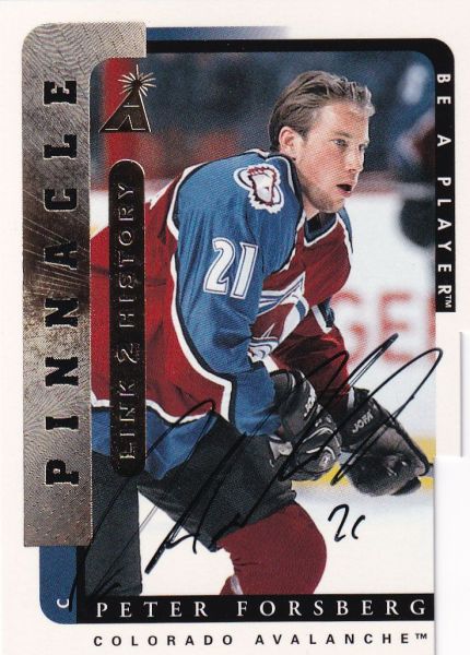 AUTO karta PETER FORSBERG 96-97 BAP Link 2 History Autographs číslo LTH-2B