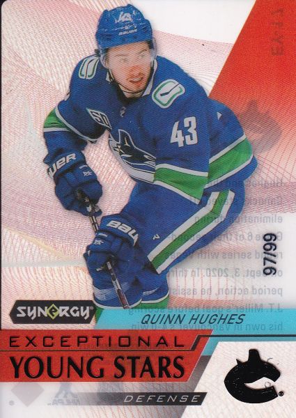insert karta QUINN HUGHES 20-21 Synergy Exceptional Young Stars Black /99