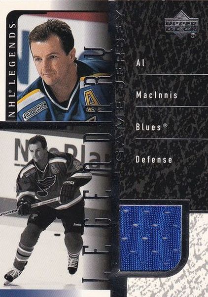 jersey karta AL MacINNIS 00-01 NHL Legends Legendary Game Jersey číslo J-AM