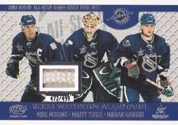 jersey karta MODANO/TURCO/GÁBORÍK 03-04 Pacific All-Star Game-Used Goal Net /499