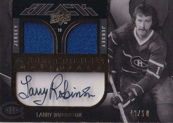 AUTO jersey karta LARRY ROBINSON 09-10 UD Black Lustrous Materials /50