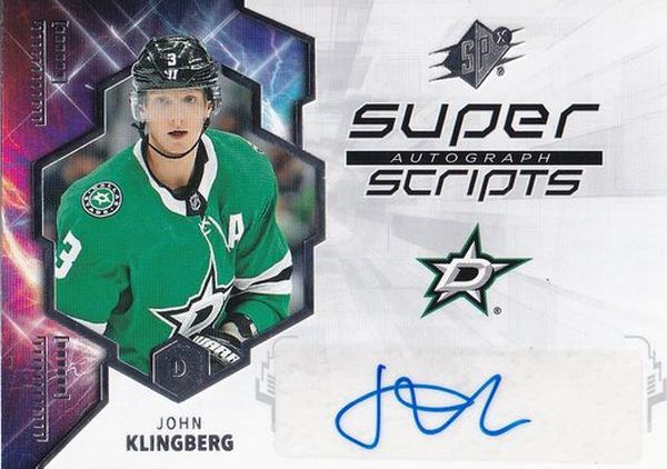 AUTO karta JOHN KLINGBERG 19-20 SPx SuperScripts Autograph číslo SS-JK