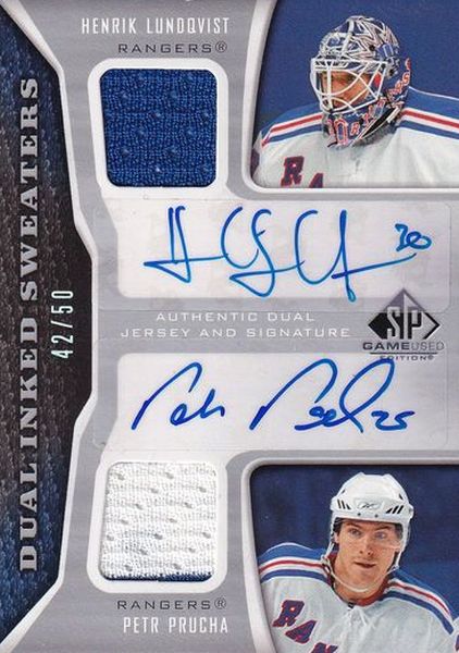 AUTO jersey karta LUNDQVIST/PRŮCHA 06-07 SPGU Dual Inked Sweaters /50