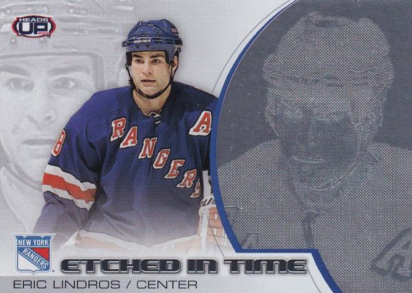 insert karta ERIC LINDROS 02-03 Heads Up Etched in Time /85