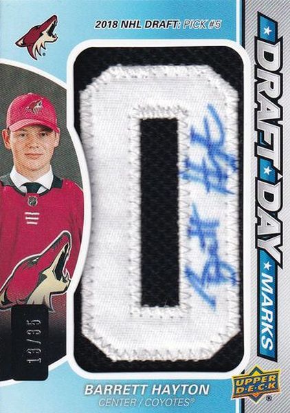 AUTO RC patch karta BARRETT HAYTON 19-20 SPGU Draft Day Marks /35