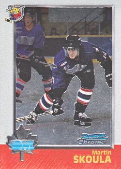 insert RC karta MARTIN ŠKOULA 98-99 Bowman Chrome NHL Draft Prospect číslo 22