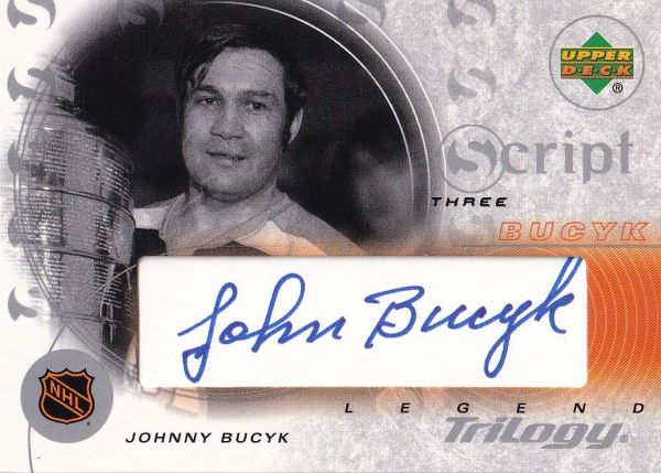 AUTO karta JOHNNY BUCYK 03-04 Trilogy Three Legend číslo S3-BK