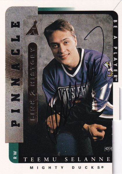 AUTO karta TEEMU SELANNE 96-97 BAP Link 2 History Autographs číslo LTH-1B