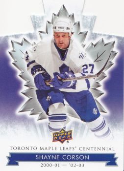 paralel karta SHAYNE CORSON 17-18 Toronto Centennial Blue Die-Cut číslo 81