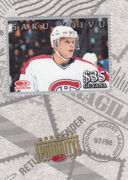 insert karta SAKU KOIVU 97-98 Donruss Priority Stamps Silver číslo 27