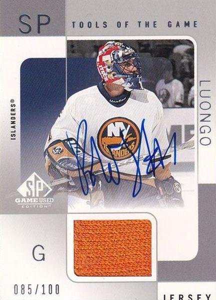 AUTO jersey karta ROBERTO LUONGO 00-01 SPGU Tools of the Game Silver /100